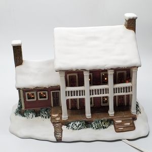 Courier and Ives 2001 American Winter scene hand painted lighted porcelain house